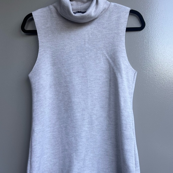 Zara Grey Sleeveless Turtleneck Knit Top Minimalist Summer Office Chic Size S - Picture 10 of 13